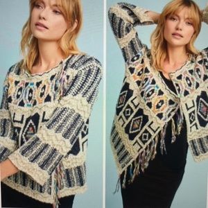 Anthropologie Moth Spectra Fringe Cardigan